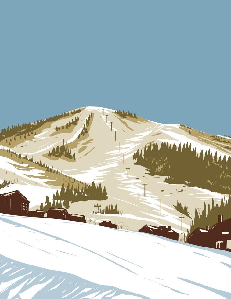 stoombootskiresort in steamboat springs in routt county colorado wpa poster art vector