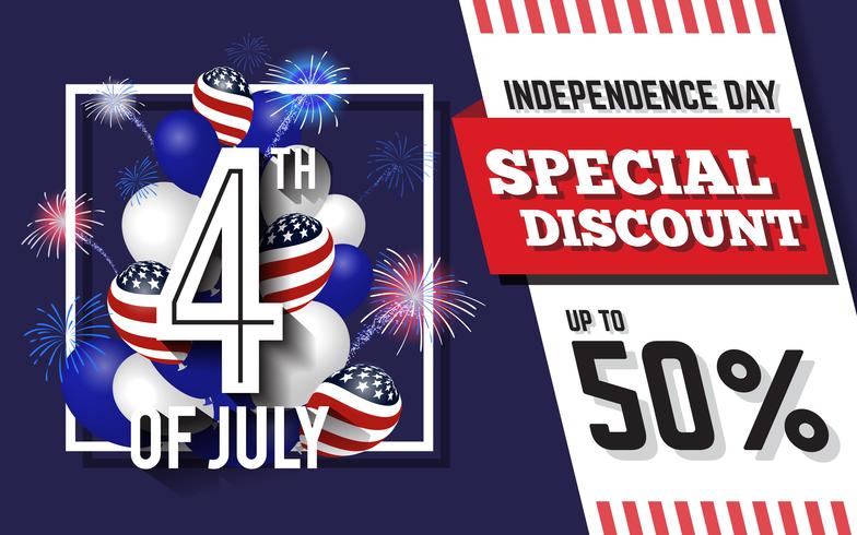 4 juli Celebration Discount Promotion Background Design vector