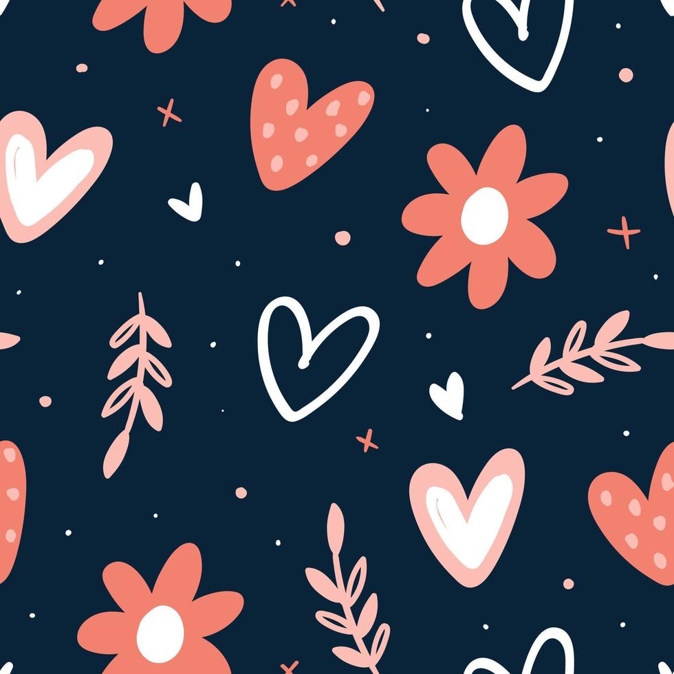 liefde patroon. bloemenpatroon. hart naadloos patroon vector