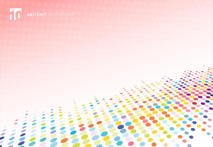 Abstract kleurrijk halftone het patroonperspectief van textuurpunten op roze stipachtergrond. vector