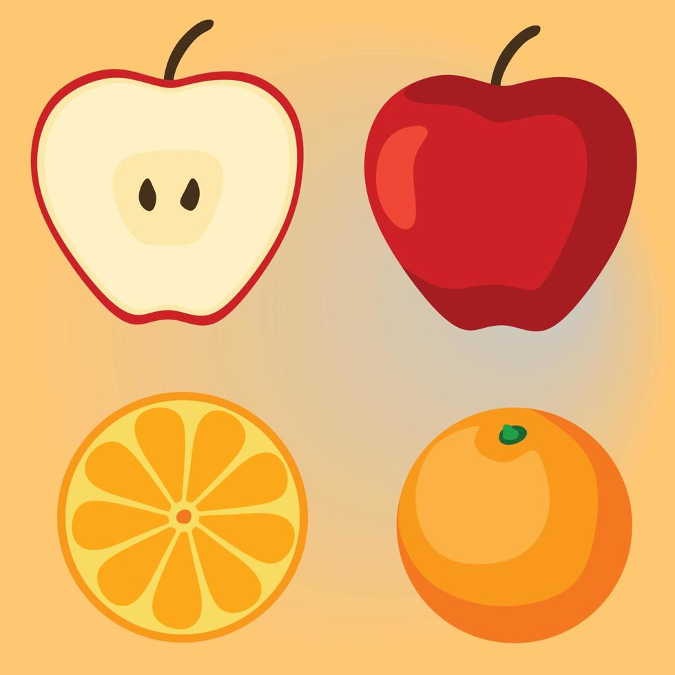appel en sinaasappel fruit vector