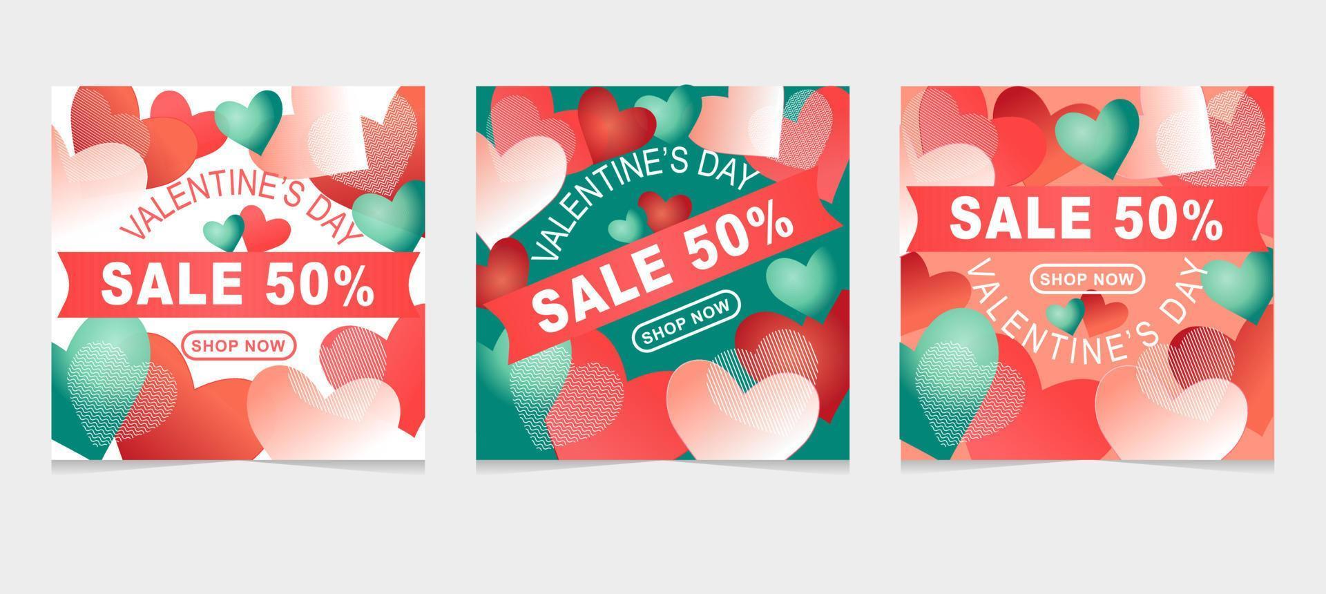 Valentijnsdag verkoop 50 korting op poster of trendy kleurenbanner vector