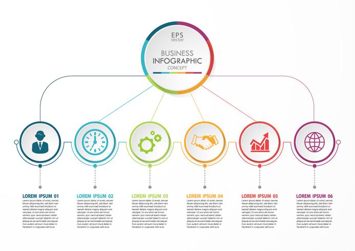 Presentatie zakelijke infographic sjabloon met 6 opties. vector