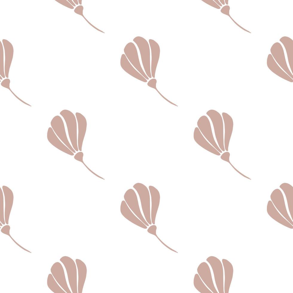 geïsoleerde naadloze patroon in natuur botanische stijl met beige bloemen silhouetten. witte achtergrond. vector