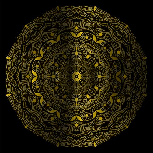 Gouden kleur mandala vintage decoratieve vectorillustratie vector