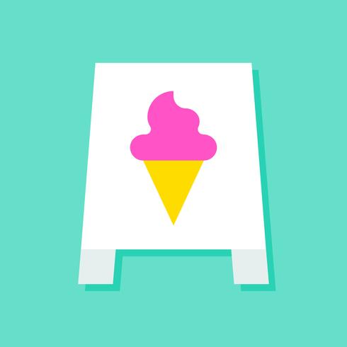 Ice cream sign vector illustratie, vlakke stijlicoon