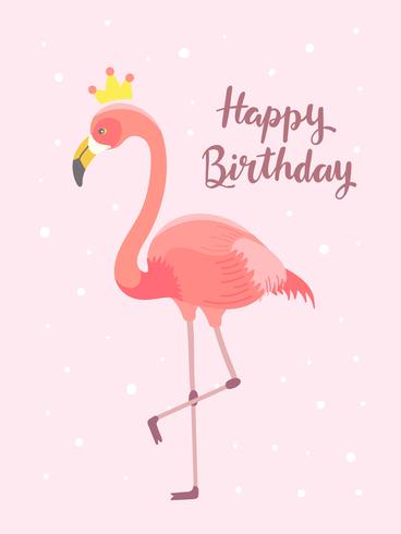 Flamingo verjaardag wenskaart vector