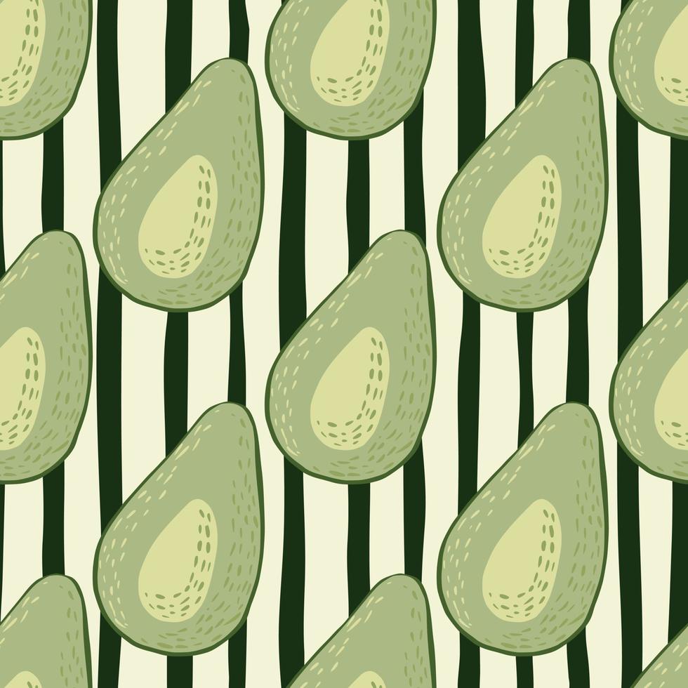 lichtgroen avocado silhouetten naadloze patroon. zwarte en witte lijnen ontdaan monochrome achtergrond. vector