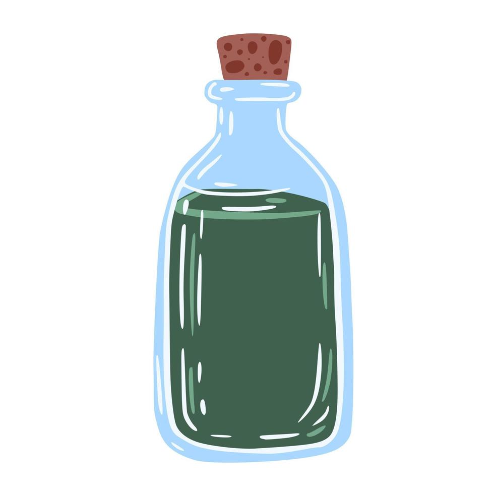 flessen elixer geïsoleerd op een witte achtergrond. vintage heksenkolf kleur groen. vector