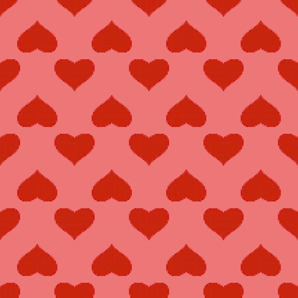 rood hart naadloos patroon in de stijl van de pixelkunst. vector