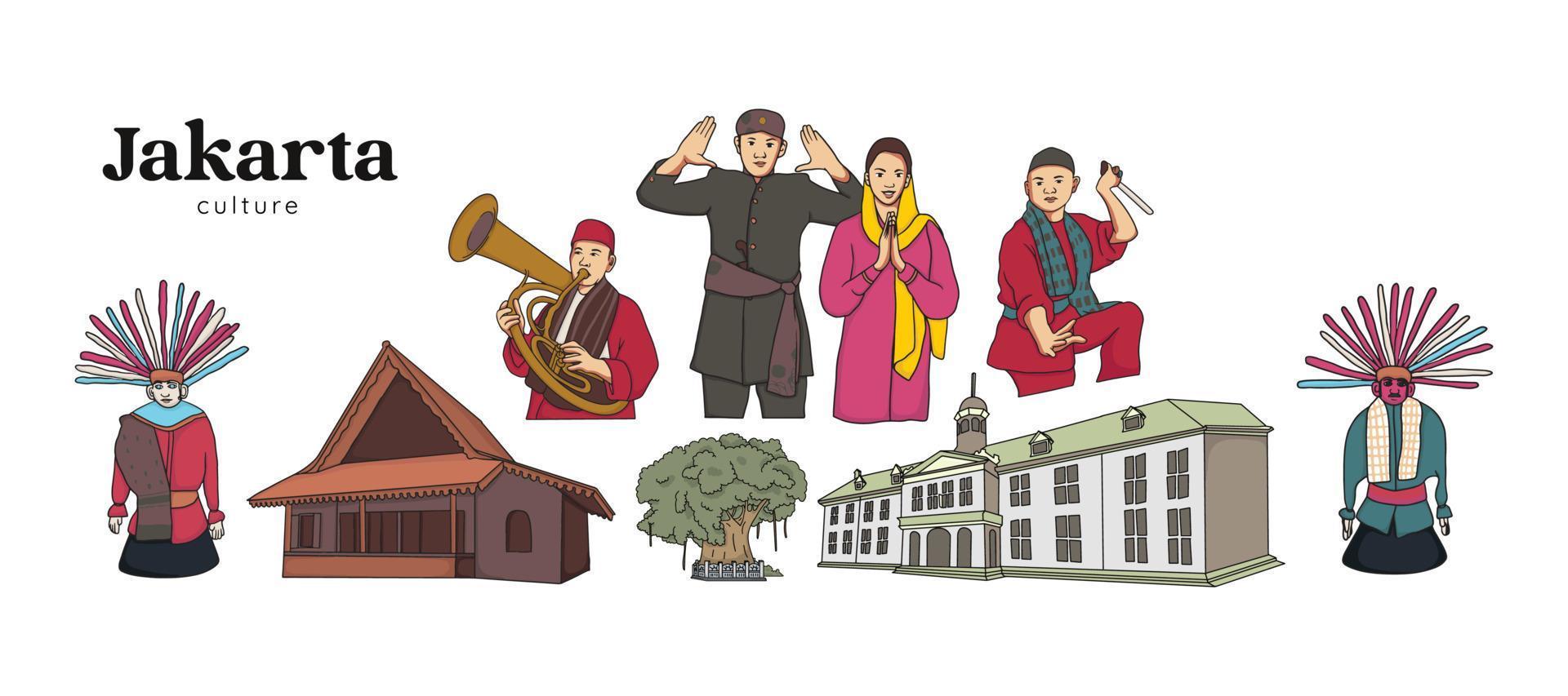 geïsoleerde Jakarta illustratie landmark. handgetekende Indonesische culturen achtergrond vector
