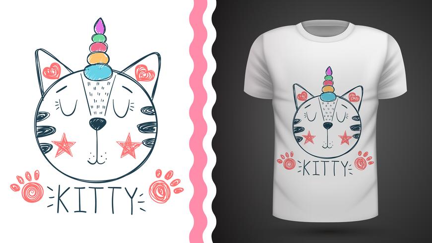 Caticorn, unicorn - idee voor print t-shirt. vector