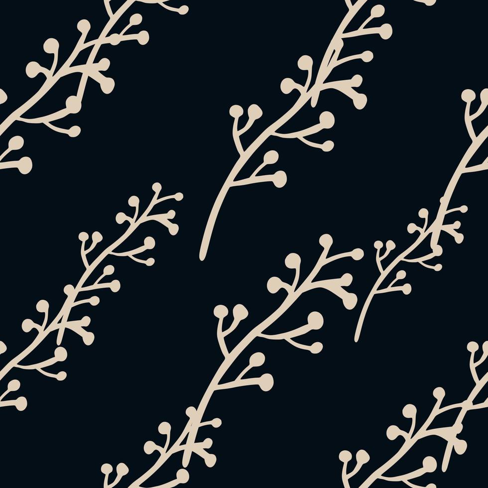 eenvoudig takken naadloos patroon op zwarte achtergrond. vintage rustiek met takje patroon. vector
