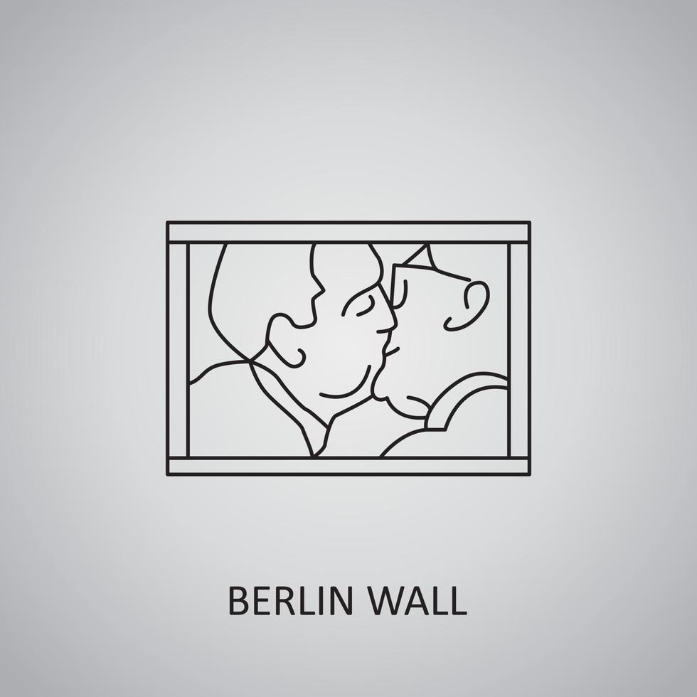 Berlijnse muur pictogram op grijze achtergrond. duitsland, berlijn. lijn icoon vector