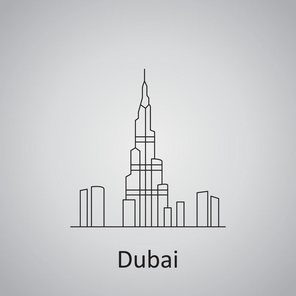 dubai stad icoon. burj khalifa en andere torens bekijken vector