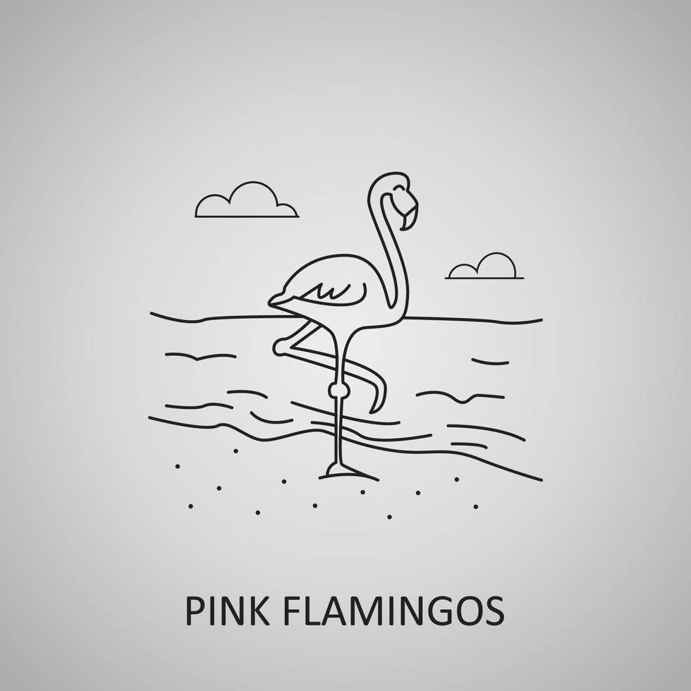 flamingo vogel pictogram. tunesië, djerba vector