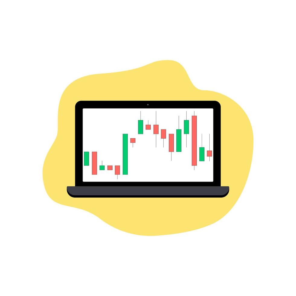 beurs of forex trading grafiek op computerscherm. kandelaargrafiek, grafiek van de handel in aandelen op de beurs vector