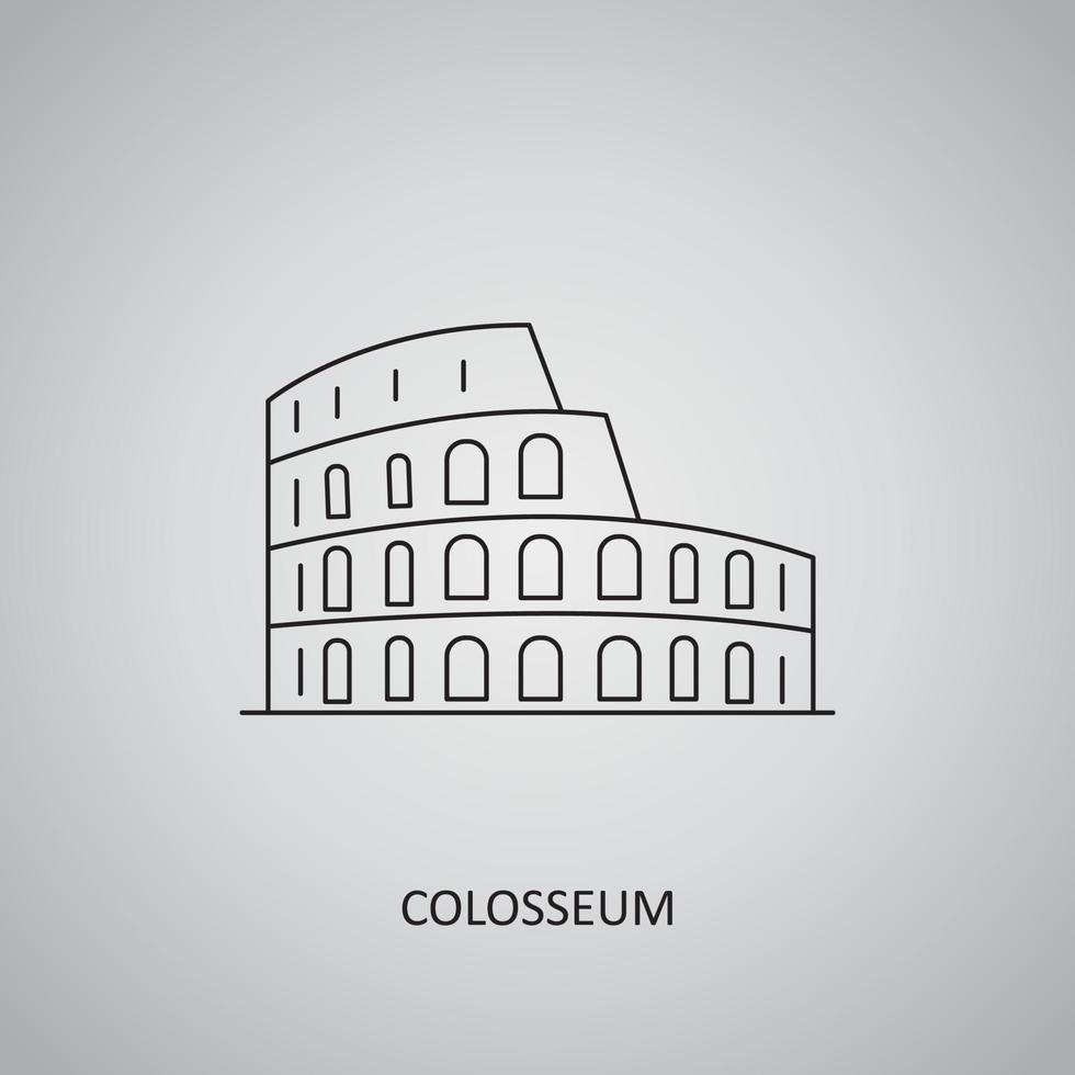colosseum pictogram op grijze achtergrond. italië, rome. lijn icoon vector
