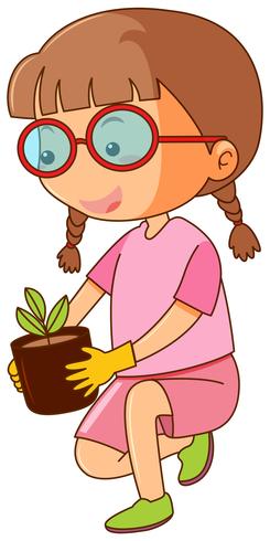 Meisje met plant pot vector