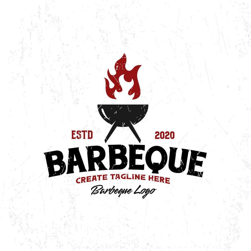 barbecue logo sjabloon met vlam vector