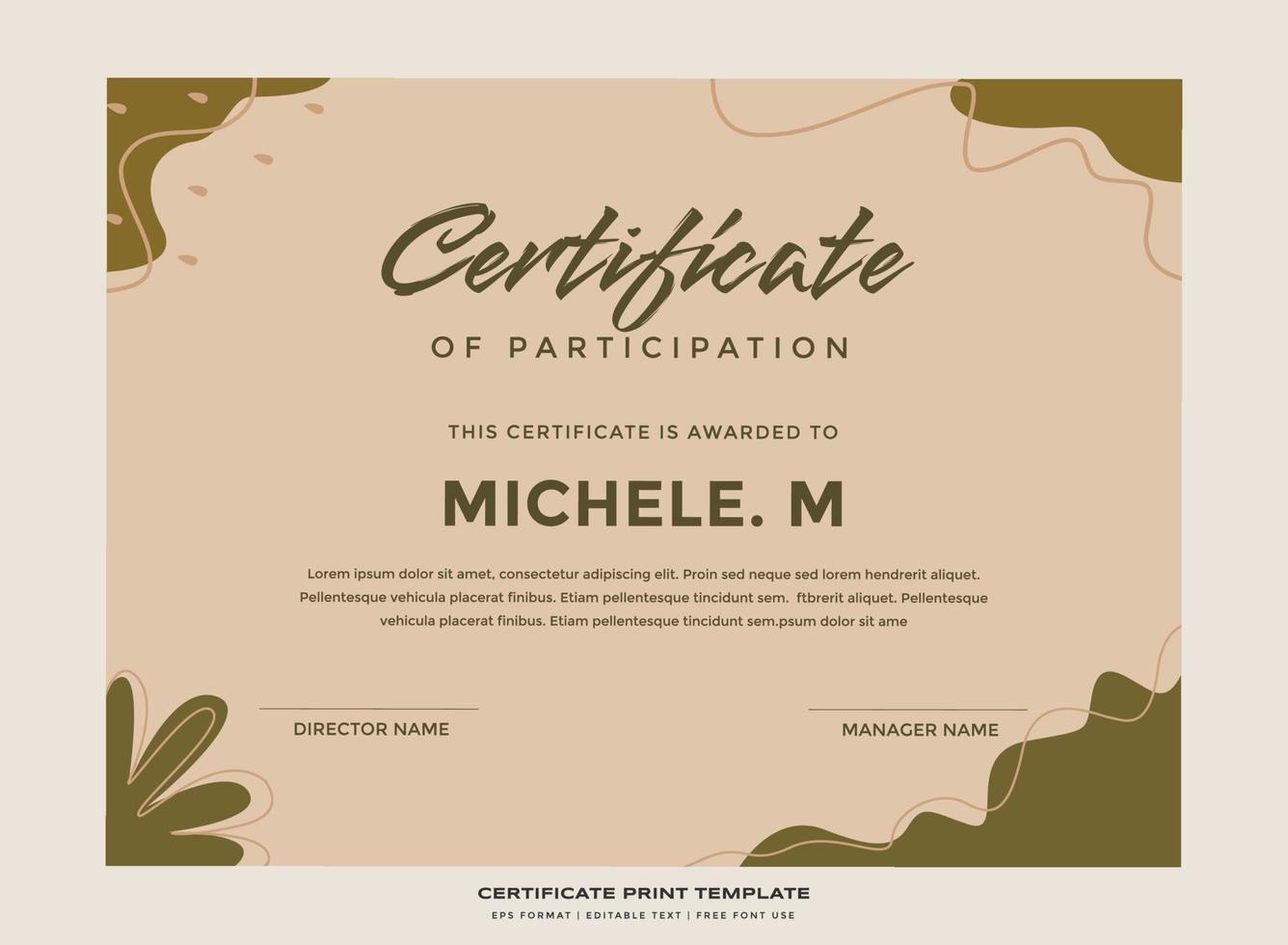 abstracte natuur certificaat afdruksjabloon premium vector