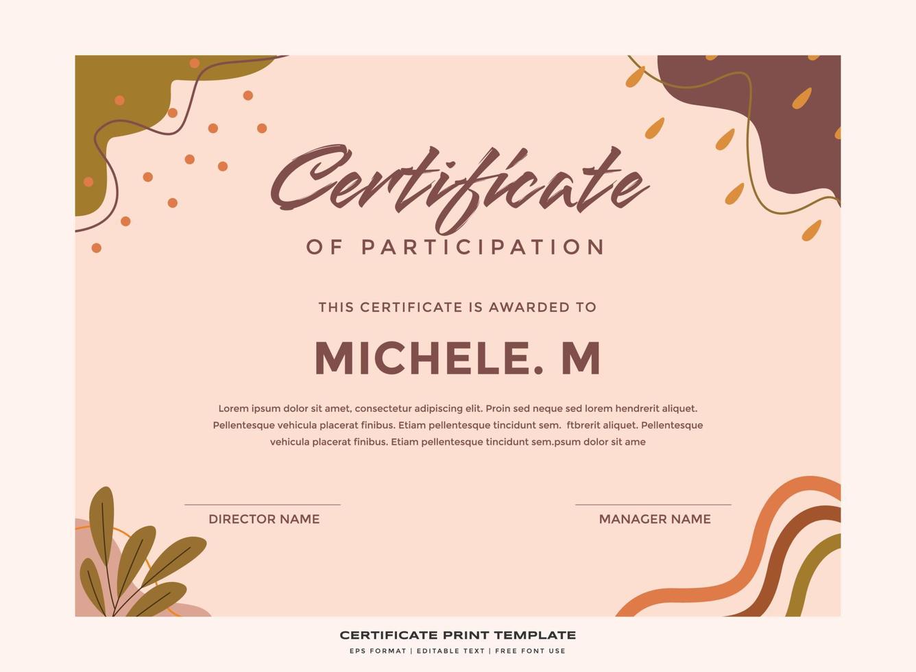 abstracte natuur certificaat afdruksjabloon premium vector