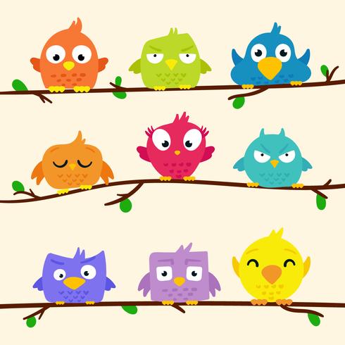 Leuke en heldere vogel Clipart Set vector