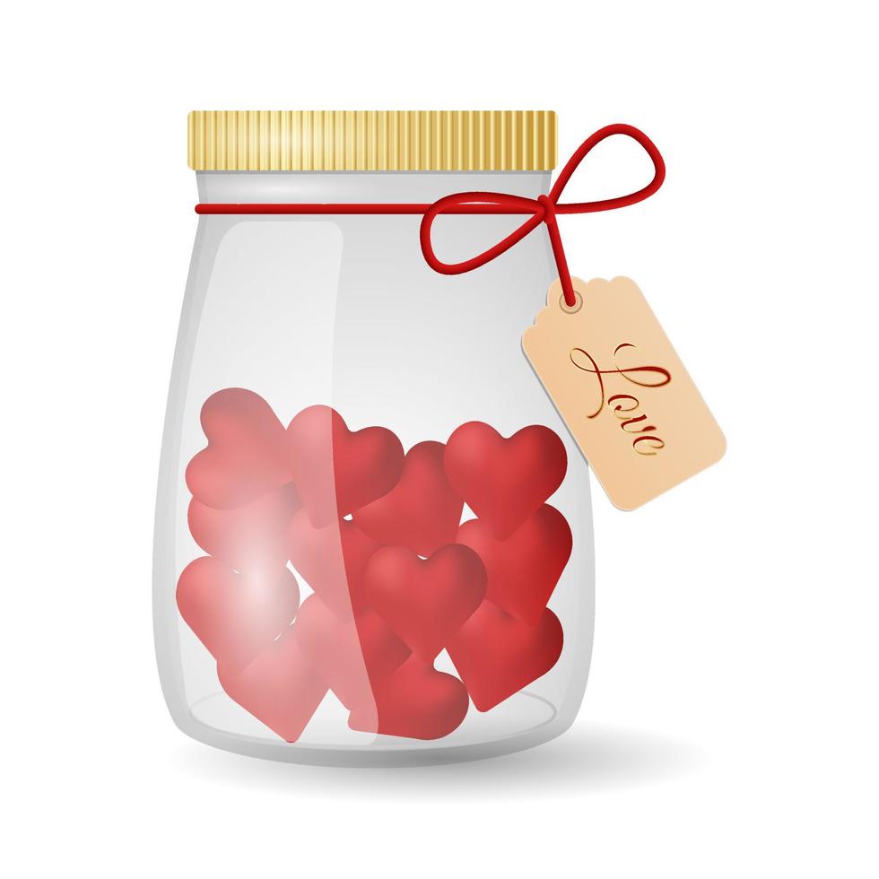snoep in de vorm van een hart in een pot. valentijnsdag cadeau. vector