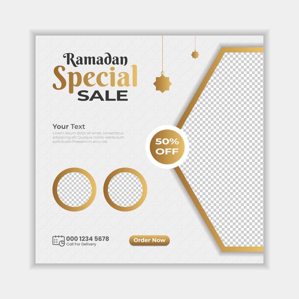 ramadan verkoop banner social media postsjabloon met achtergrond vector