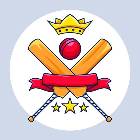 cricket kampioenschap met kroon, banner en sterren vector