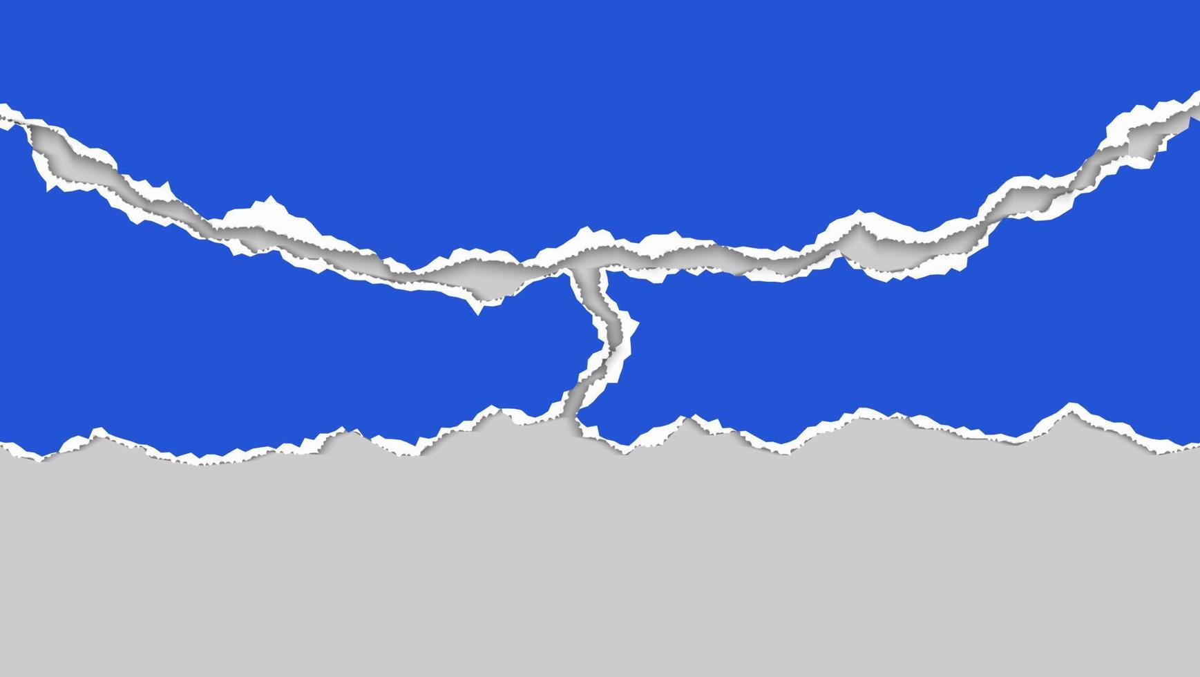 minimale set blauw papier gescheurd in ontwerp op witte achtergrond vector
