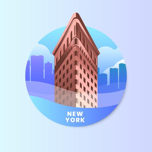 Strijkijzer die New York met Cityscape Vectorillustratie bouwen vector