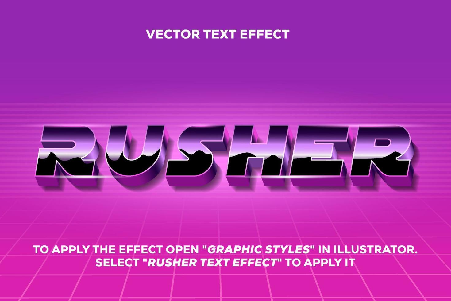 rusher vector teksteffect in jaren 80-stijl