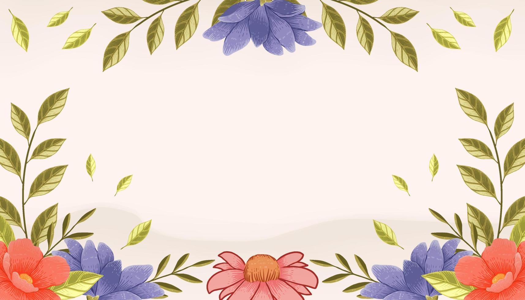 hand getekende bloemen en bladeren illustratie achtergrondontwerp vector