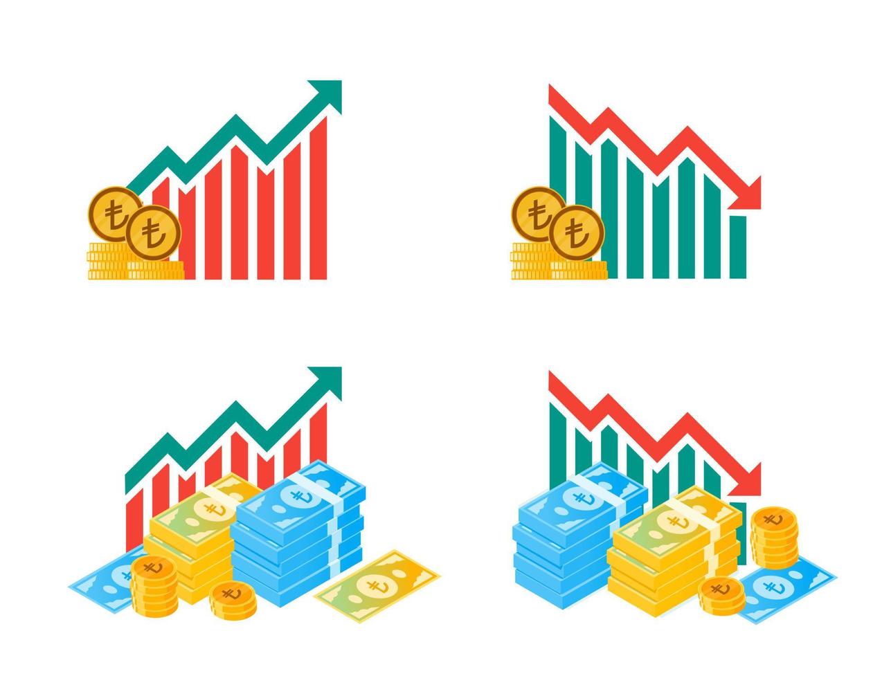 Turkse lira geld fluctuatie illustraties vector