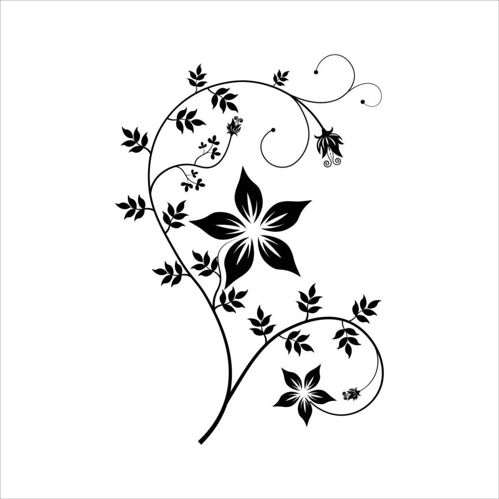 bloem sieraad ontwerpelement, hand getrokken bloemen vector set, bloemen schets vectorillustratie, botanische set, blad element, naadloze bloemmotief, vintage achtergrond