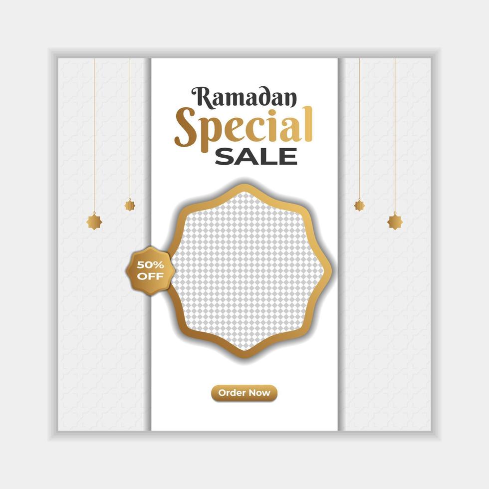 ramadan verkoop banner social media postsjabloon met achtergrond vector