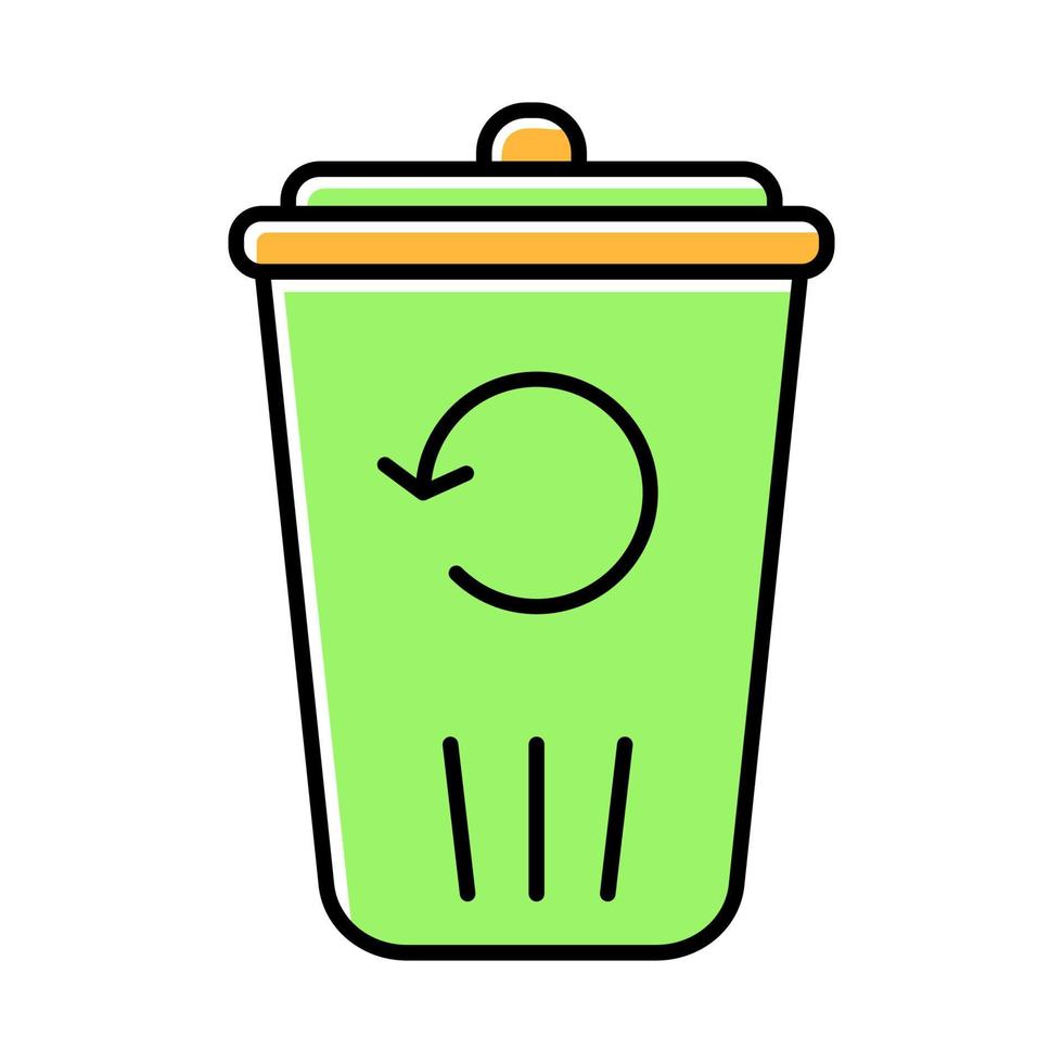 recycling service groene kleur pictogram. het omzetten van afvalstoffen. hergebruik van afval. opwerking van rommel. prullenbak. hergebruik. milieuvriendelijke appartement voorzieningen. geïsoleerde vectorillustratie vector