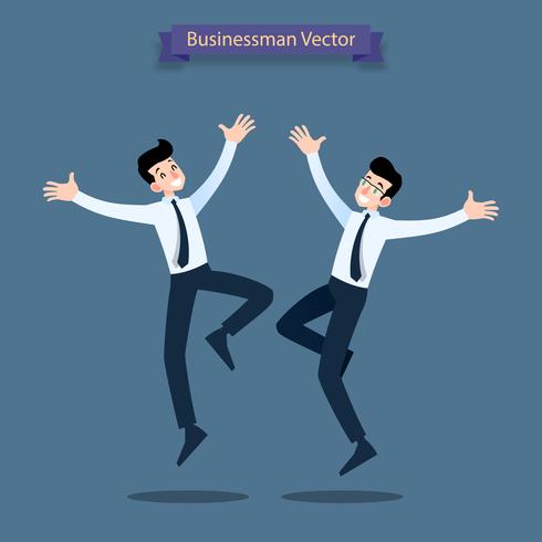Gelukkige bedrijfsmensen die, springende karakters, mannelijke personen en team vieren. vector
