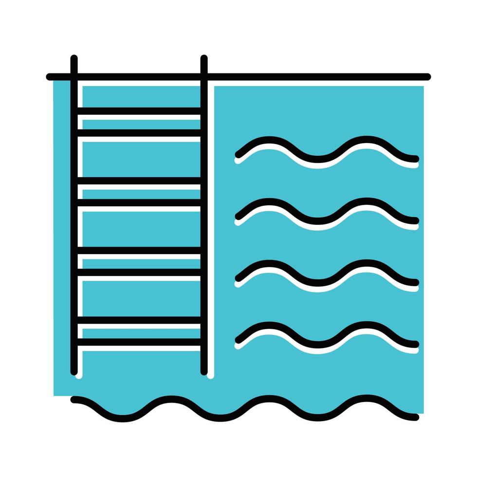 zwembad blauwe kleur pictogram. water en ladder. baden. waterpark. autische voorzieningen. appartement voorzieningen. lounge, sportzone voor actieve vrijetijdsbesteding. geïsoleerde vectorillustratie vector