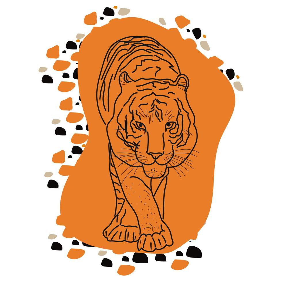 tijger wild dier silhouet geïsoleerd op een witte achtergrond. platte vectorillustratie. voor banners, kaarten, reclame, gefeliciteerd, logo. vector