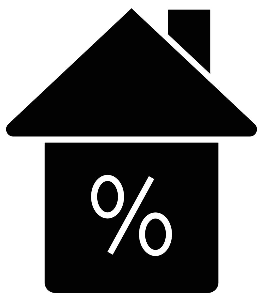 een symbool van een zwart huis bevat een procentsymbool in het midden vector