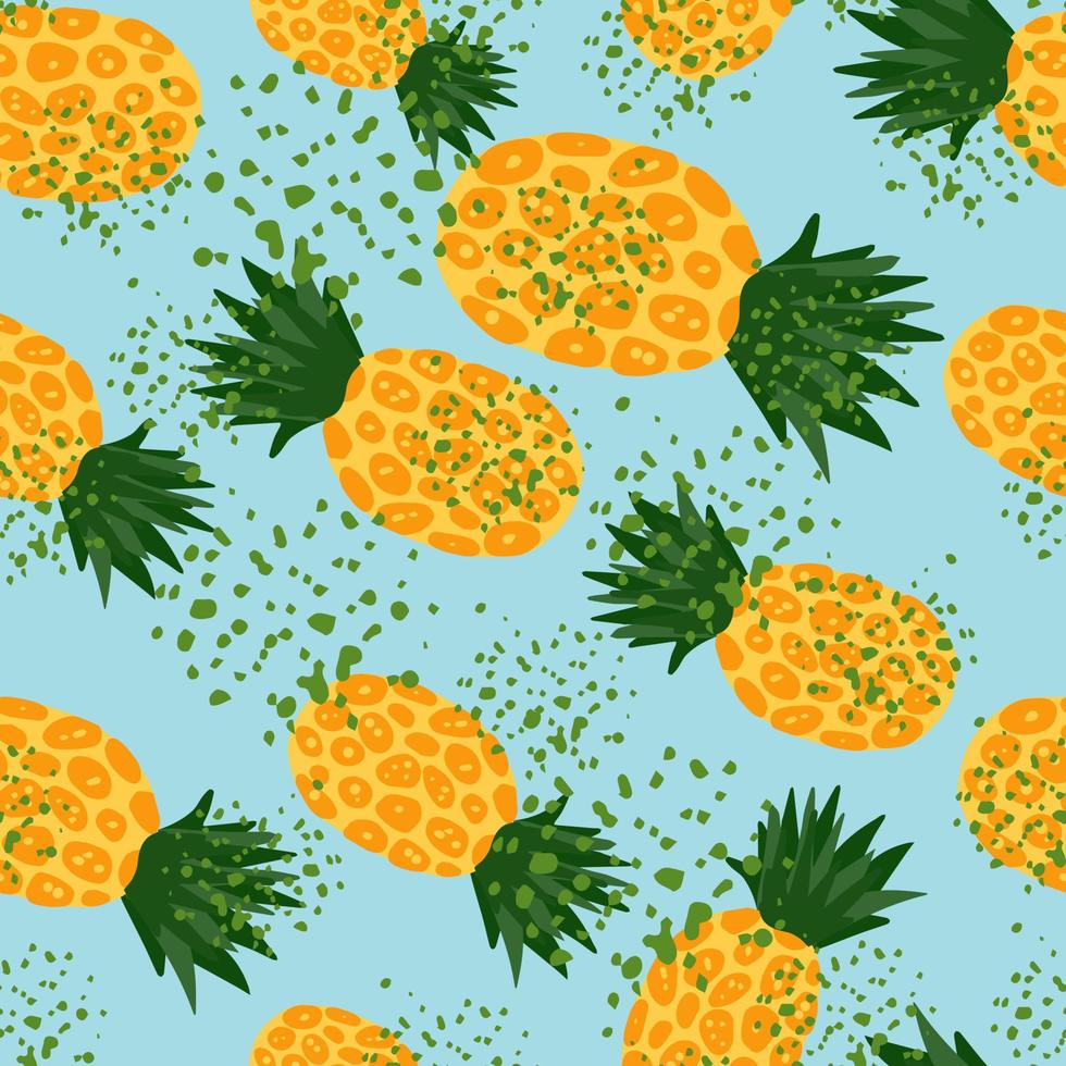 ananas naadloos patroon. hand getekend zomer kleurrijk tropisch behang. vector