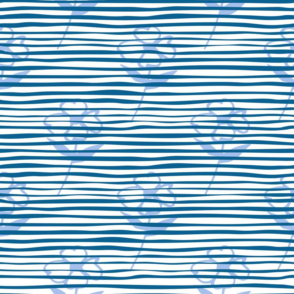 abstracte blauwe bloemen naadloze patroon op strepen achtergrond. vector