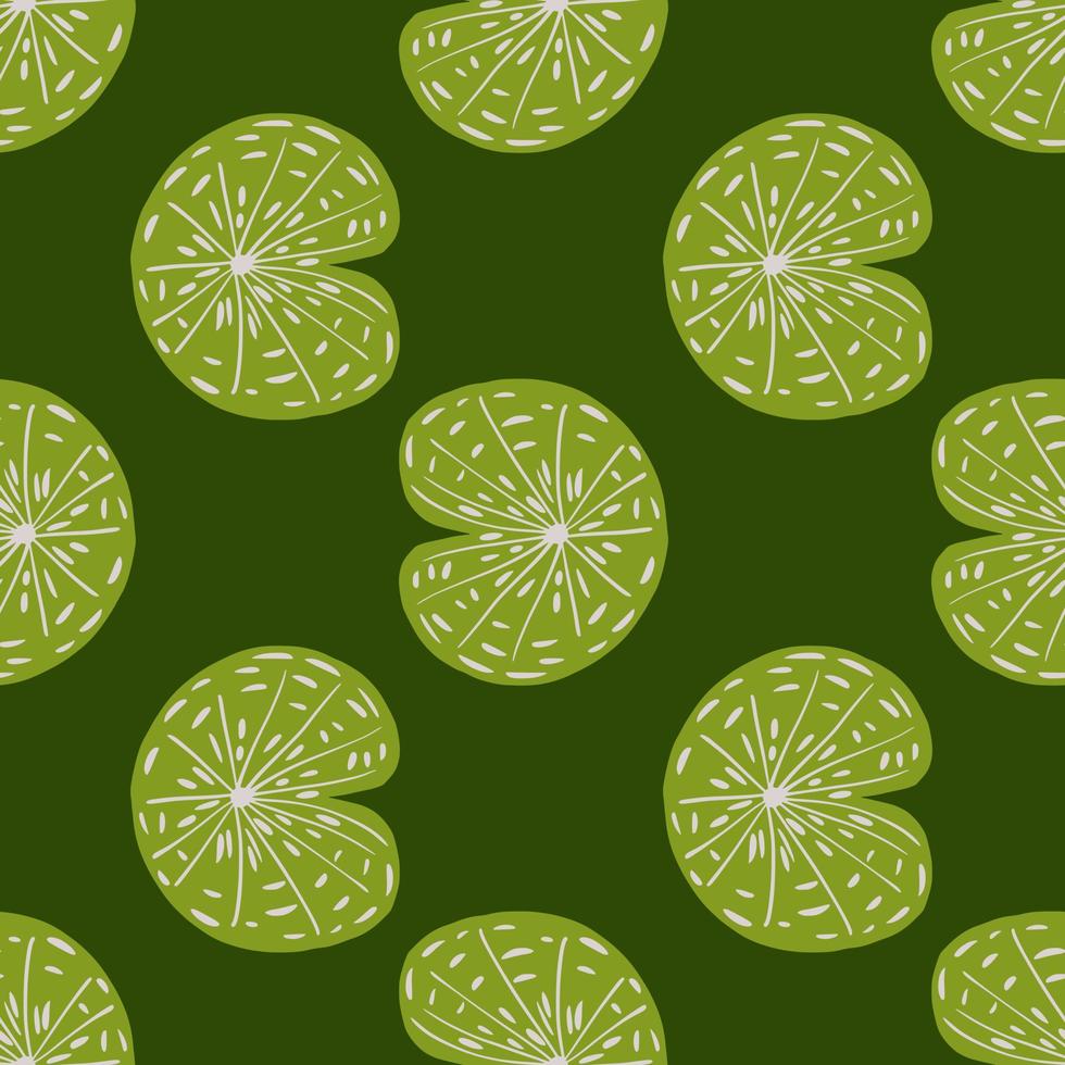 Japanse wilde natuur naadloze patroon met hand getrokken waterlelie sieraad. groen palet kunstwerk. vector