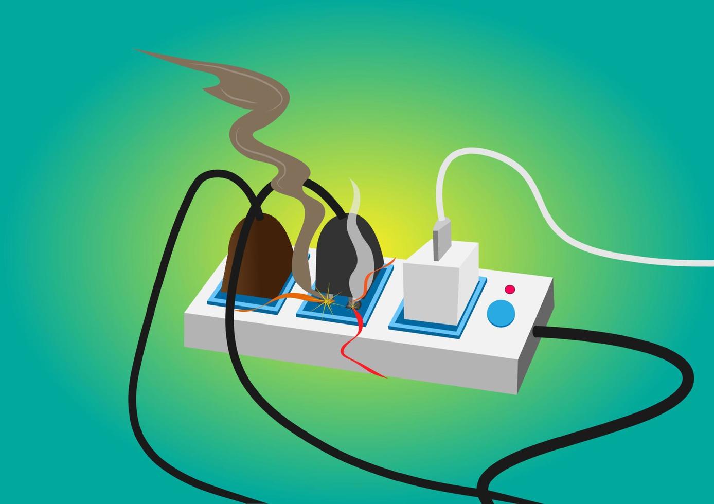 concept van elektrische veiligheidsstandaard elektrische kabelbom. vlakke stijl cartoon illustratie vector