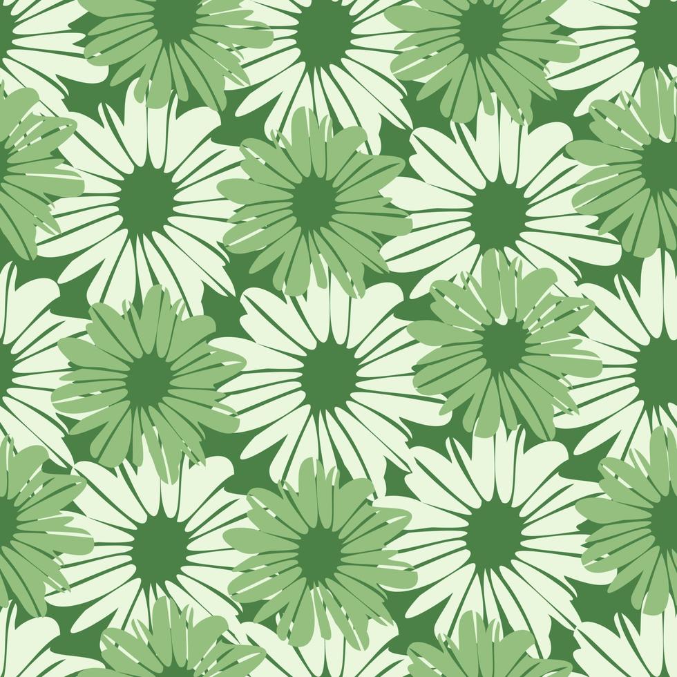 naadloze bloemmotief met madeliefjebloemen in groene en pastel groene tinten. lente ontwerp. vector