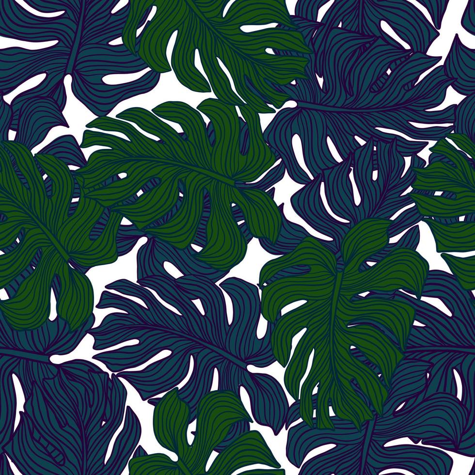 monstera blad naadloze patroon. abstracte tropische bladeren philodendron plant silhouet achtergrond. vector