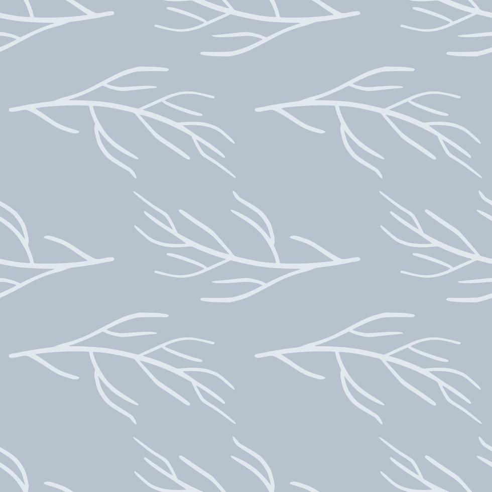 pastel palet naadloos patroon met wit voorgevormde tak vormen ornament. blauwe achtergrond. vector