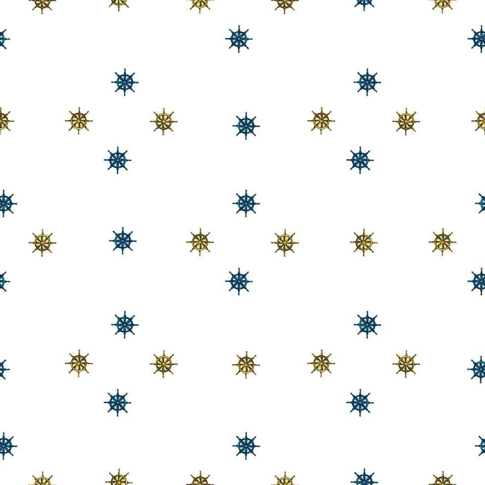 decoratief naadloos marien patroon met kleine scheepswielsilhouetten in geometrische stijl. witte achtergrond. vector